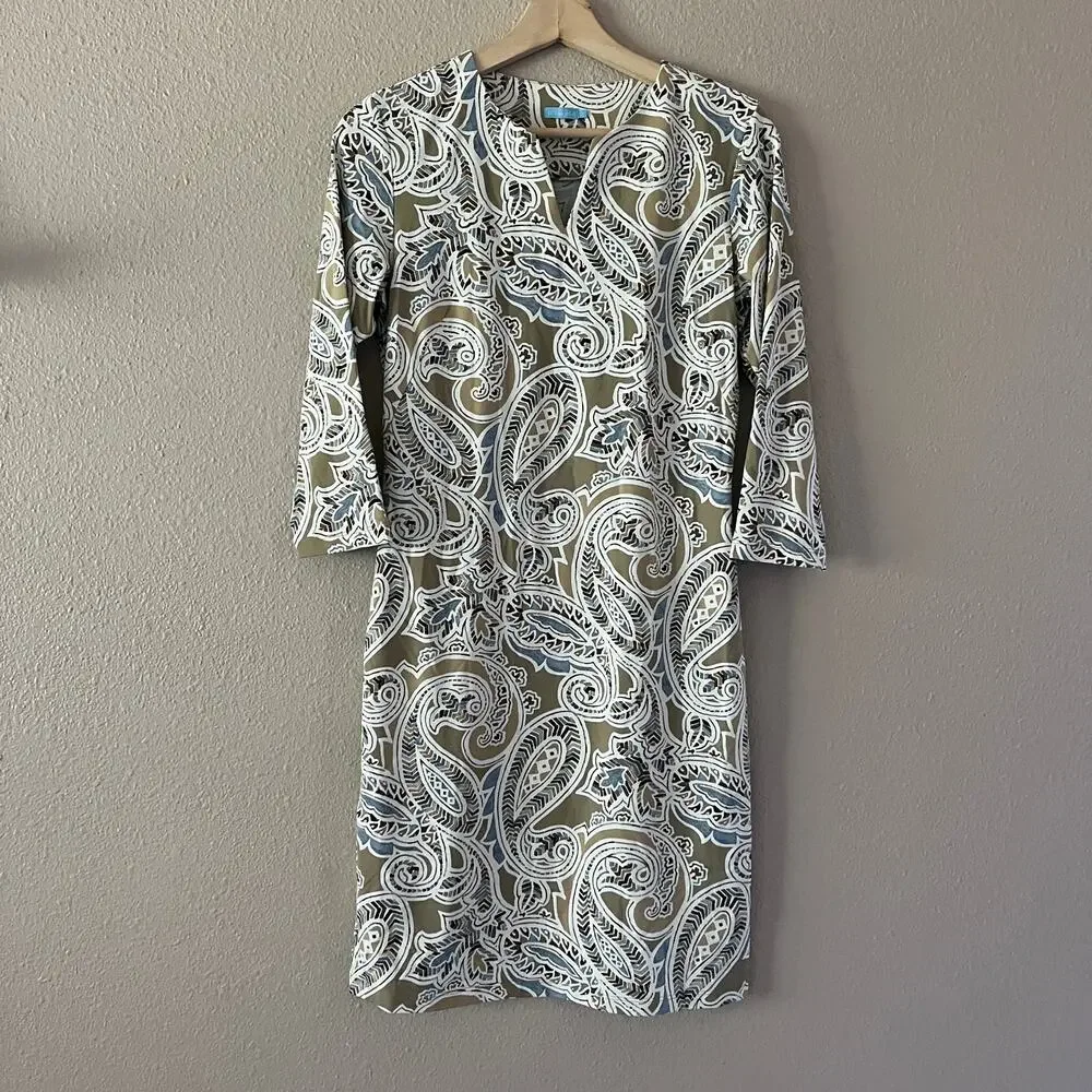 J. McLaughlin Carly Sheath Dress Catalina taupe Paisley print